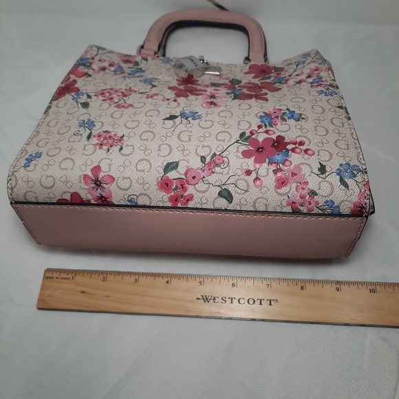 GUESS Purse Rose Multi Meera Hand Bag Flower Bag Beige Pink - Picture 13 of 14